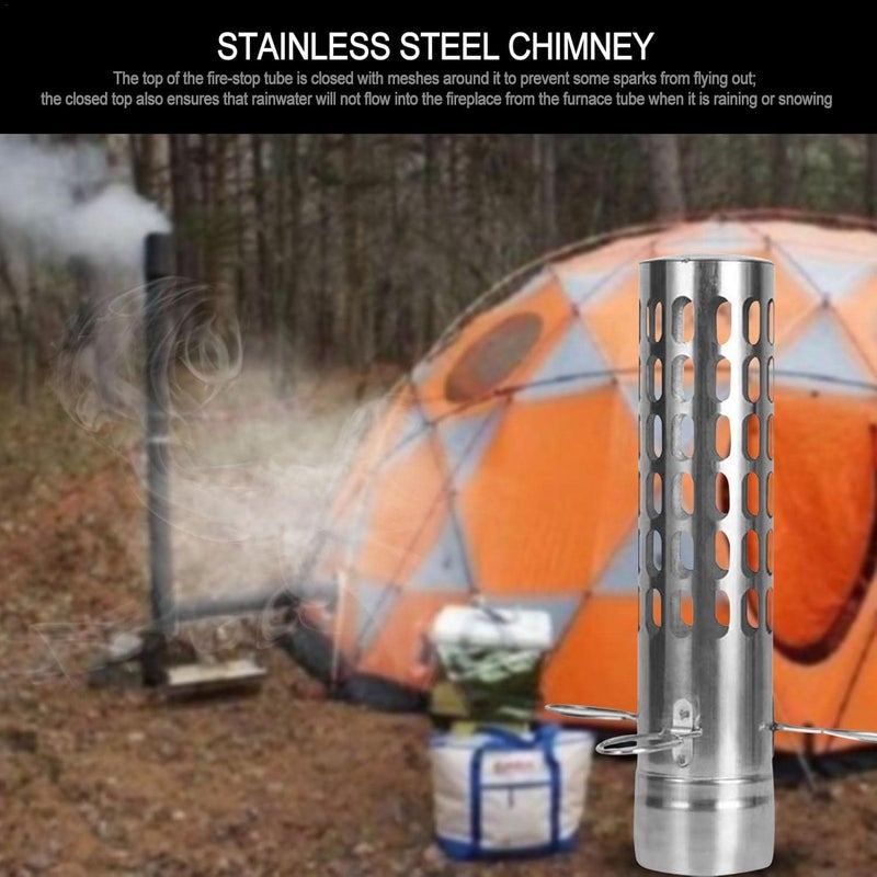 woobles Stove Pipe Spark Arrestor 26CM Stainless Steel Chimney Spark Arrestor, Weather-Resistant Camping Rain Cap Chimney Extension, Accessories For Vent Smoke Exhaust - For Diameter 6CM Stove Chimney Pipe - Image 2